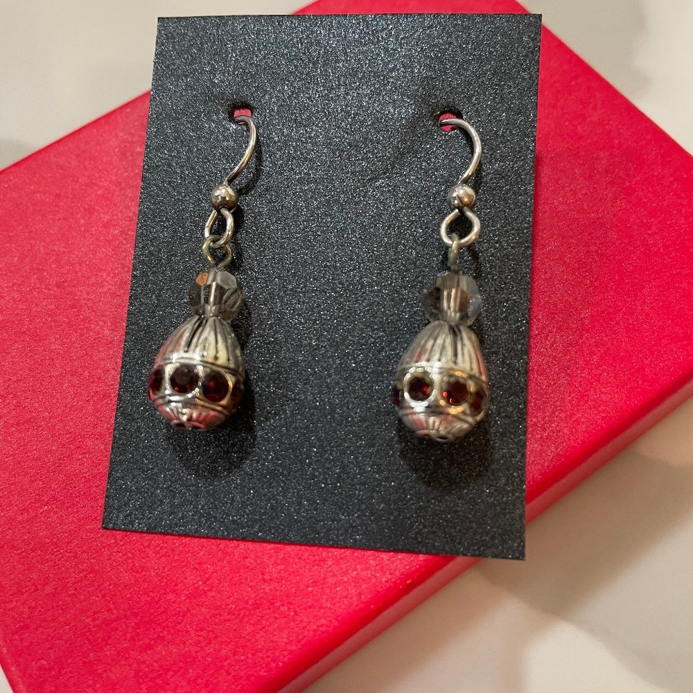 Brighton Earrings Burgundy Crystal Beads